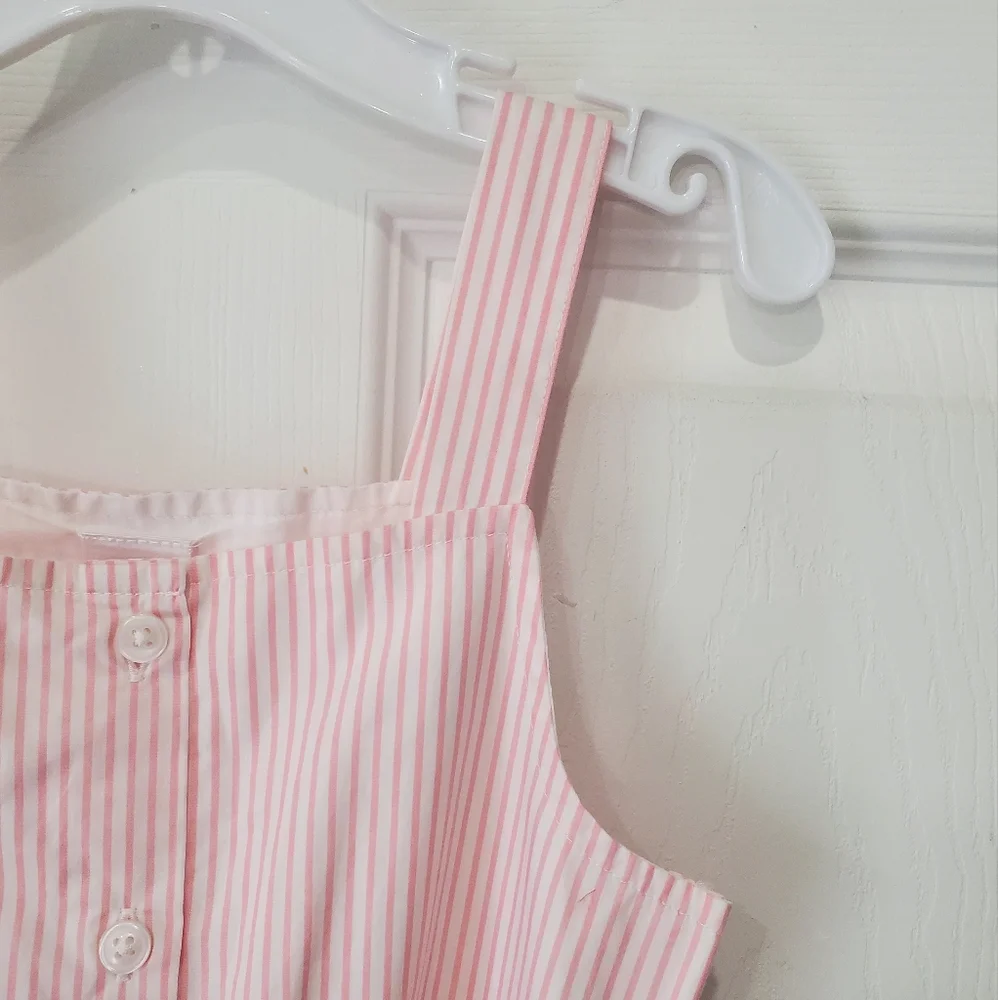 Gymboree Girls Pink Striped Sleeveless Jumpsuit Size 6 New